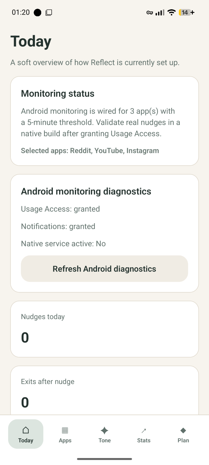 Reflect app screenshot